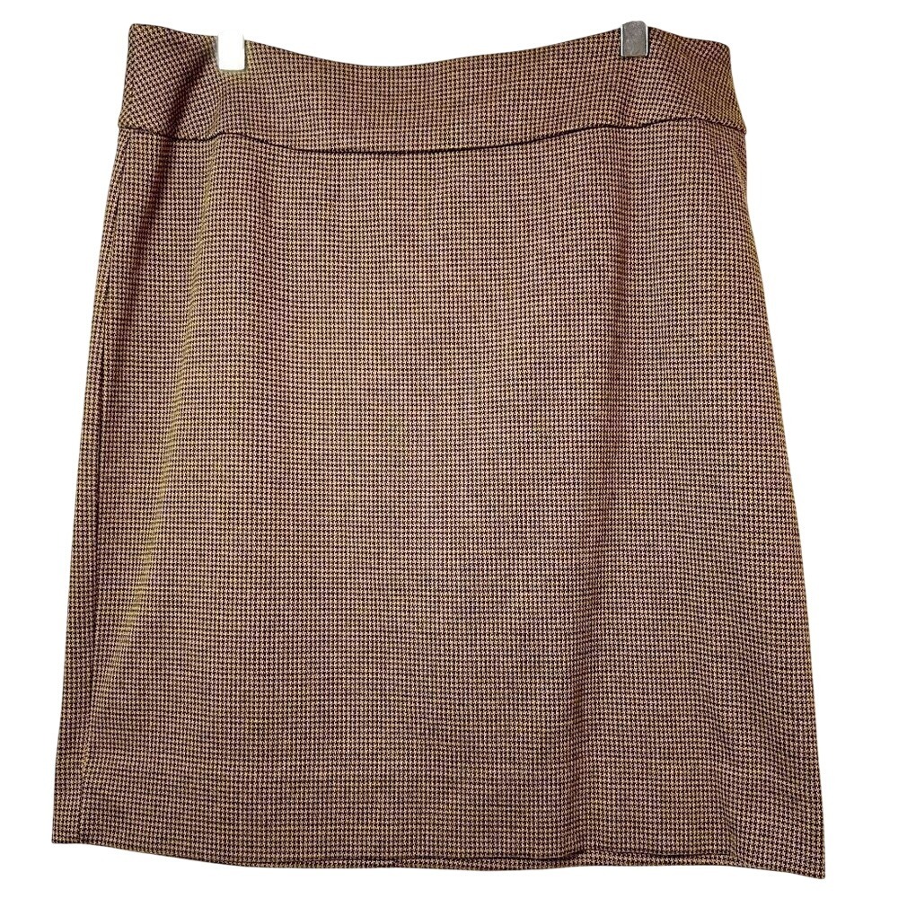 Halogen Camel Brown & Black Houndstooth Pencil Skirt Size‎ 14